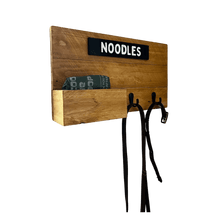 Load image into Gallery viewer, Handmade wooden dog station with storage compartment