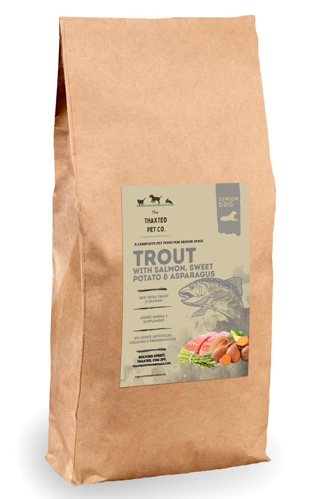 Senior Grain Free Trout with Salmon, Sweet Potato & Asparagus